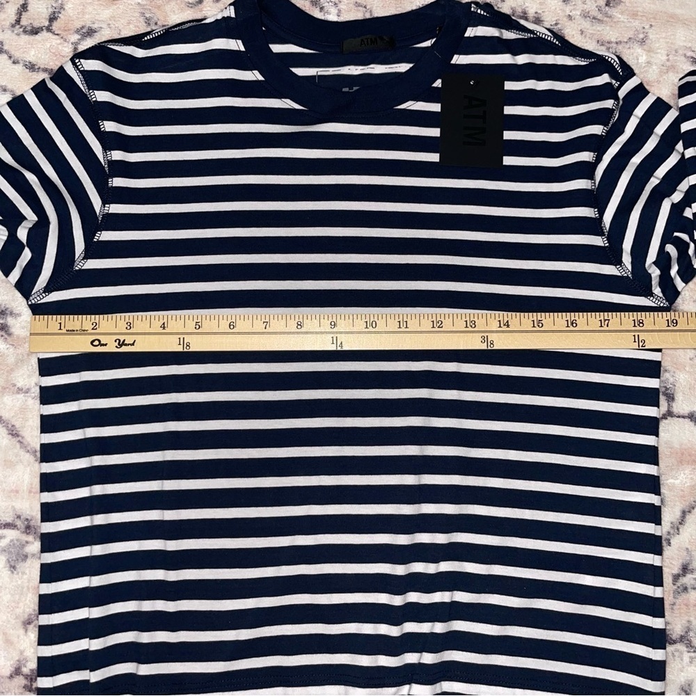 ATM Anthony Thomas Melillo NWT Stripe Jersey Cotton T-Shirt Navy White Small - Picture 8 of 12